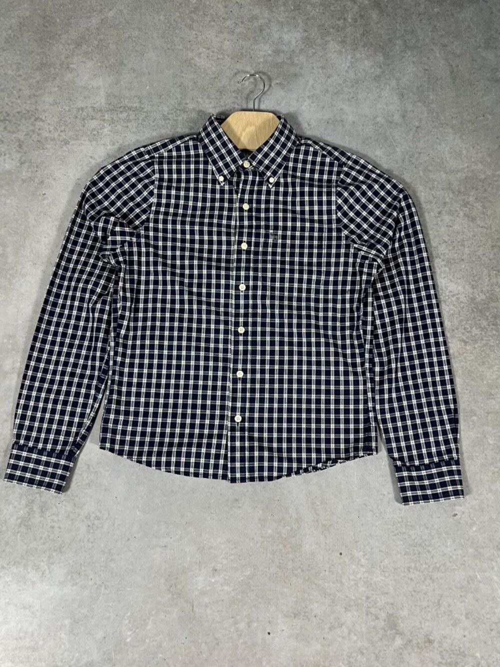 Abercrombie & Fitch Men's Small Button-Down Muscle Fit Blue Plaid Long Sleeve